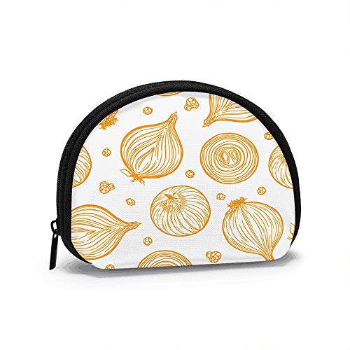 Bonito bosquejado Hecho a Mano Alimentos y Bebidas Cebolla Naturaleza Monedero Cambio Bolsa de Efectivo Cremallera Monedero pequeño Carteras Bolsa de cosméticos Bolsa de Almacenamiento
