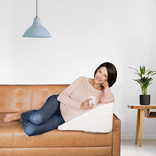 Bonmedico Almohada Wedge Almohada Forma de Cuña para Cama y Sofá Hecha de Espuma, Uso como Cojín de Lectura y Relajación, Cojín de Sofá y Cojín de Rodilla