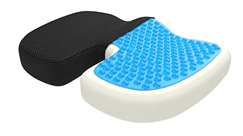 Bonmedico Cojín de Asiento Ortopédico con Capa de Gel, Espuma de Memoria para Alivio del Dolor de Coxis, Presión, Úlceras, etc. para el Coche, Oficina o Silla de Ruedas, Grande