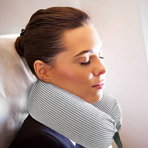 bonVIVO Almohada De Cuello con Capucha, Almohada Cervical En Forma De U Que Puede Usarse como Almohada De Vuelo Y Viaje para Mujer Y Hombre, Reposacabezas con Microperlas