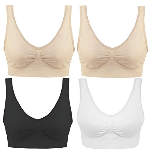 BOOLAVARD Pack 4 Bra - el Confort Bra. Primera Calidad - XL