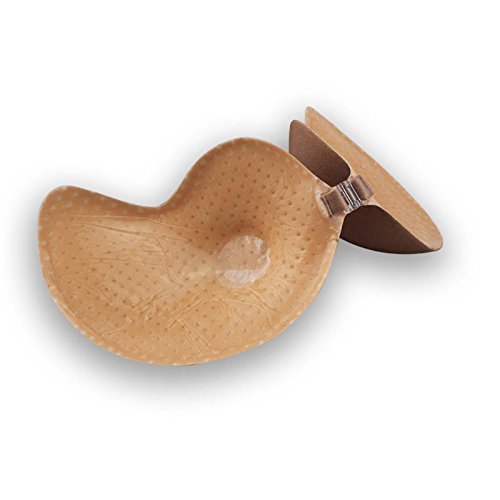 Boolavard® TM Auto-Adhesivo de Silicona Invisible del Pectoral del Sujetador sin Espalda y sin Correas (D, V Beige)