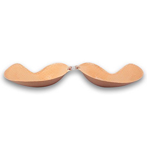 Boolavard® TM Auto-Adhesivo de Silicona Invisible del Pectoral del Sujetador sin Espalda y sin Correas (D, V Beige)