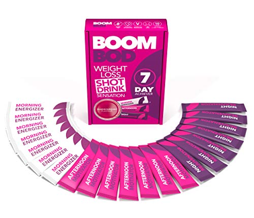 Boombod Weight Loss Shot, Glucomannan, mejora de la dieta y el ejercicio, promueve la pérdida de grasa, ceto y apto para vegetarianos, sin azúcar ni aspartamo, sin gluten | Grosella negra