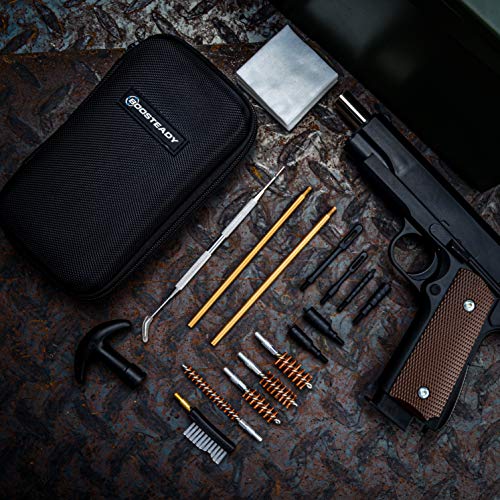 BOOSTEADY Kit de Limpieza Universal para Pistola Juego de Limpieza de Pistola Brush y Jag Calibre de 22 357 38 9 mm 45