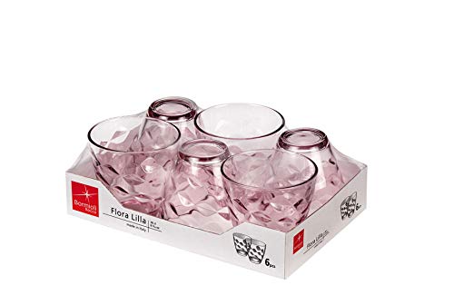 Bormioli Rocco Flora – Juego de 6 Vasos de Agua de Cristal de Color Rosa, 26 cl