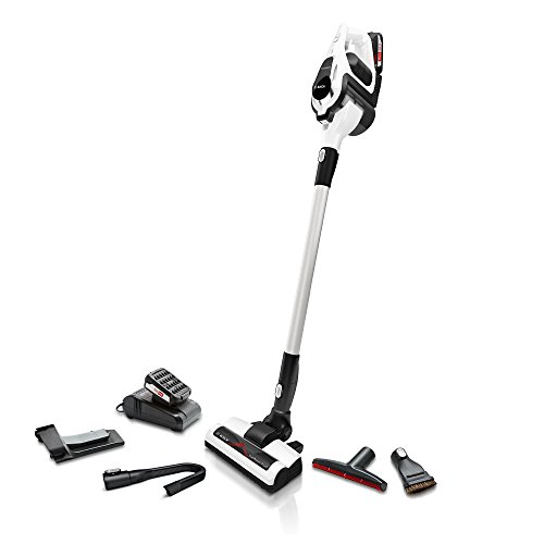 Bosch Unlimited Serie 8 BBS1U224 Aspirador escoba sin cable, hasta 60 minutos de duración, incluye 2 baterías extraíbles, color blanco