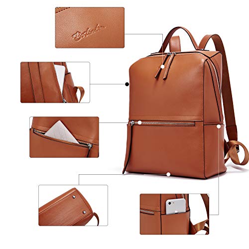 BOSTANTEN Mochilas de Mujer Piel auténtica, Bolso Mochila Mujer Cuero Genuino Mochila Escolares Viaje Moda Mochilas Tipo Casual Marrón