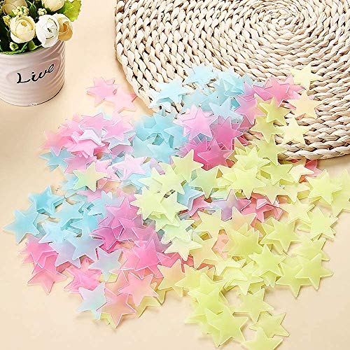 Bostar 250pcs Luminoso Pegatinas de Pared de Estrellas que Brillan en la Oscuridad Etiqueta Fluorescente de Techo Pared DIY Decoración de Dormitorio de Niños Habitación Para Bebé