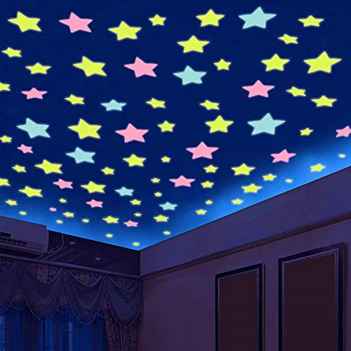 Bostar 250pcs Luminoso Pegatinas de Pared de Estrellas que Brillan en la Oscuridad Etiqueta Fluorescente de Techo Pared DIY Decoración de Dormitorio de Niños Habitación Para Bebé