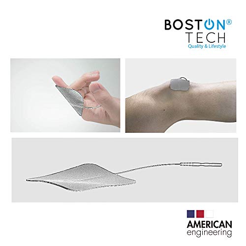 Boston Tech Electrodos autoadhesivos Reutilizables Compex supersoft para unidades de TENS/EMS de estimulación muscular, Conexión Snap (Botón) Tecnología Premium de 3 Capas. 16 Unidades.