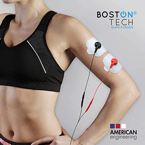 Boston Tech Electrodos autoadhesivos Reutilizables Compex supersoft para unidades de TENS/EMS de estimulación muscular, Conexión Snap (Botón) Tecnología Premium de 3 Capas. 16 Unidades.
