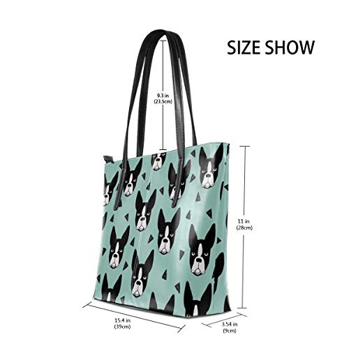 Boston Terrier francés Bulldog-1 moda monederos y bolsos para las mujeres Satchel hombro bolsas