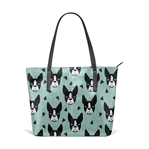 Boston Terrier francés Bulldog-1 moda monederos y bolsos para las mujeres Satchel hombro bolsas