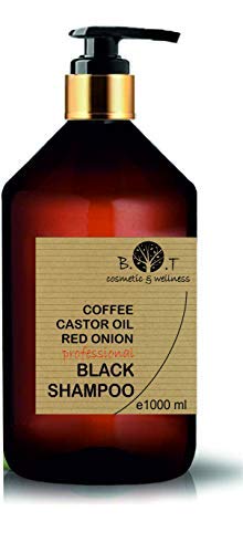 B.O.T cosmetic & wellness Black Champú Café Ricino y Extracto de Cebolla Detox Champu Anti Polución Acelerador - 1000 ml