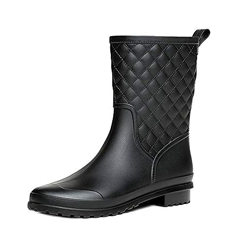 Bota Agua Mujer Jardín Trabajo Lluvia Botas Antideslizante Wellington Boots Negro 37