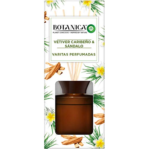 Botanica by Air Wick Varitas Perfumadas - Ambientador Mikados, Esencia Para Casa con Aroma a Vetiver Caribeño Y Sándalo - 100 ml