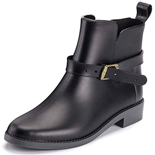 Botas Agua Mujer Chelsea Jardín Trabajo Lluvia Botines Tobillo Casual Calzado Festival Antideslizante Wellington Boots Negro 36