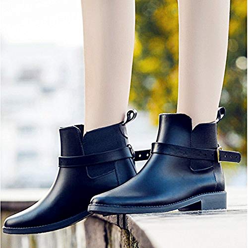 Botas Agua Mujer Chelsea Jardín Trabajo Lluvia Botines Tobillo Casual Calzado Festival Antideslizante Wellington Boots Negro 36
