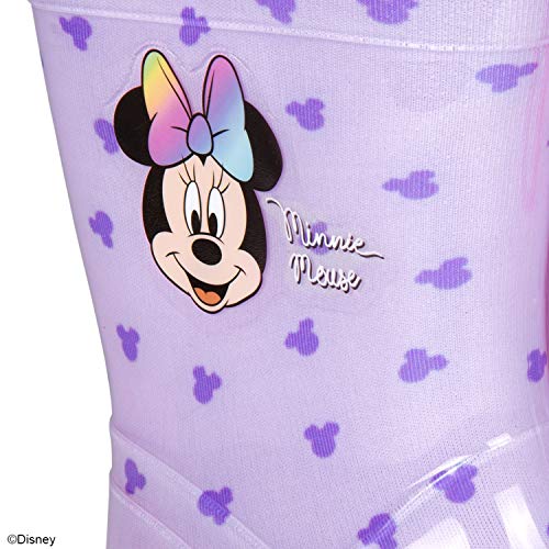 Botas de Agua Niñas Minnie Mouse - Botines Impermeables Infantiles Official Disney Minni - Suela Antideslizante y Cierre Cordón - Lila y Rojo - 4 Tallas Diferentes - Perletti (Lila, 28/29 EU)