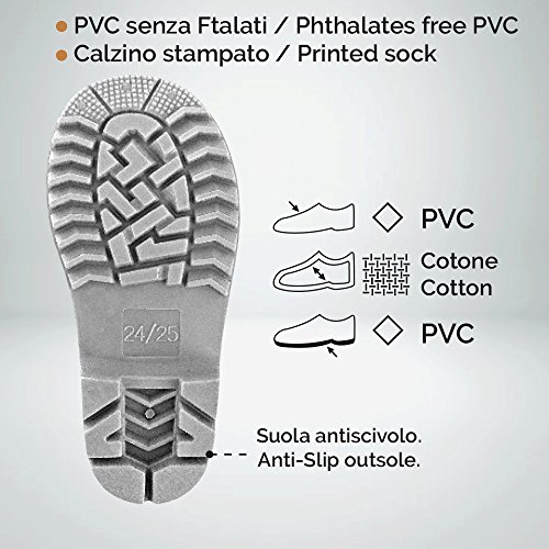 Botas de Agua para Niño y Niña Verde Reflectantes - Botines Impermeables Infantiles Suela Antideslizante y Colores de Alta Visibilidad - Perletti Cool Kids (22/23, Verde)