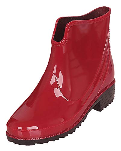 Botas de lluvia antideslizantes para mujer, katiuskas, botines, color Rojo, talla 37.5 EU