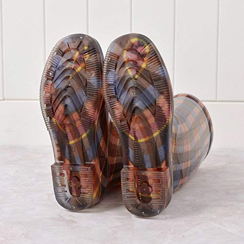Botas De Lluvia Para Mujer,Otoño E Invierno Impermeable Antideslizante Slip En Botas De Lluvia Wellies Plaid Femenino Imprimir Tubo De Alta Lluvia Boot Señoras Zapatillas Para El Agua De Lluvia