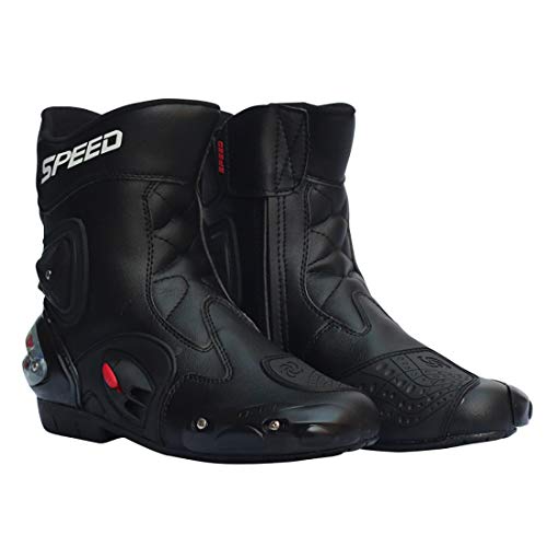 Botas de motocicleta LKN, con protección de tobillo, para carreras, rojas
