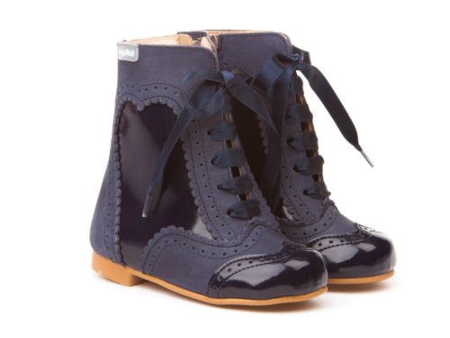 Botas Pascualas Charol-Napa para Niñas Todo Piel mod.1000. Calzado Infantil Made in Spain, Garantia de Calidad. (26, Azul Marino)