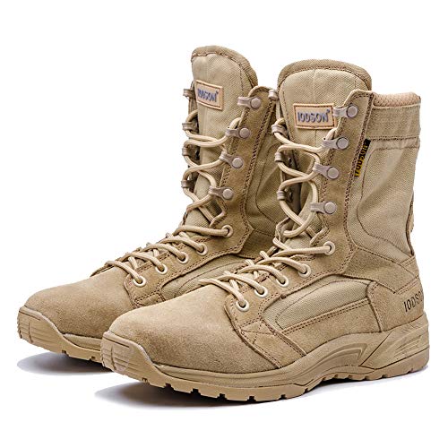 Botas tácticas Militares de Hombre Ultraligero, Tan Botas Jungle Combat, Zapatos de Trabajo y Seguridad (41 EU, Tan)