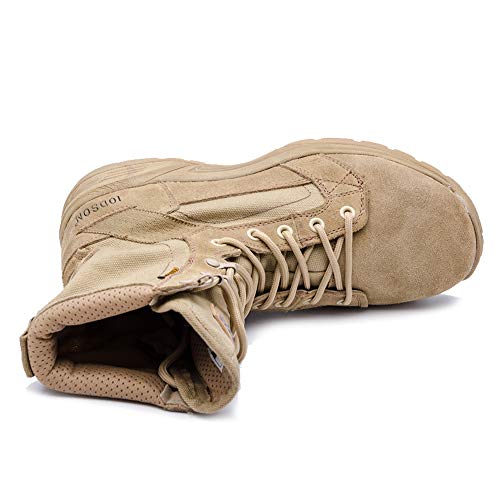 Botas tácticas Militares de Hombre Ultraligero, Tan Botas Jungle Combat, Zapatos de Trabajo y Seguridad (41 EU, Tan)