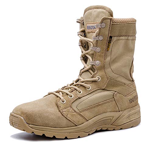 Botas tácticas Militares de Hombre Ultraligero, Tan Botas Jungle Combat, Zapatos de Trabajo y Seguridad (41 EU, Tan)