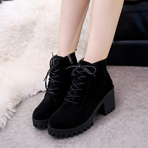 Botas y Botines Botas tacón cuña Ancho para Mujer Otoño Invierno 2018 PAOLIAN Botines Militares de Plataforma Terciopelo Militares Casual Zapatos de Señora Moda Calzado de Dama Tallas Grandes