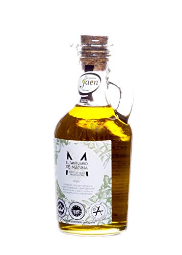 Botella Cristal 0.25 litros Aceite de Oliva Virgen Extra El Santuario de Magina con Denominación de Origen Protegida Sierra Magina, AOVE, Verde, molturado en frío. Variedad Picual