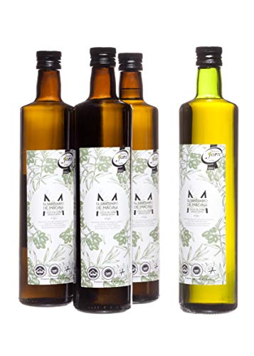 Botella Cristal 0.75 litros Aceite de Oliva Virgen Extra El Santuario de Magina con Denominación de Origen Protegida Sierra Magina, AOVE, Verde, molturado en frío. Variedad Picual