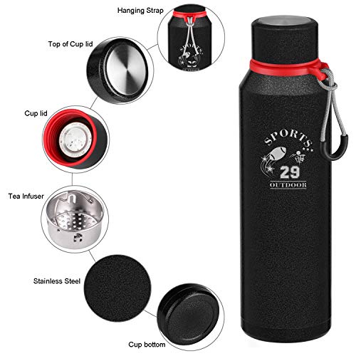 Botella de Agua Acero Inoxidable, 720ml Aislamiento de Vacío de Doble Pared Botella termica, sin BPA Botella Agua Deporte, para Viaje, Deporte, Bicicleta, Gimnasio, Camping