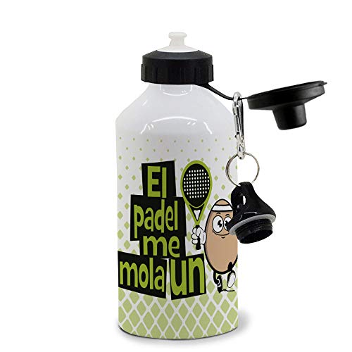 Botella de Aluminio 500 ml. con Dos Tapones. El Padel me Mola un Huevo. Regalo Padel