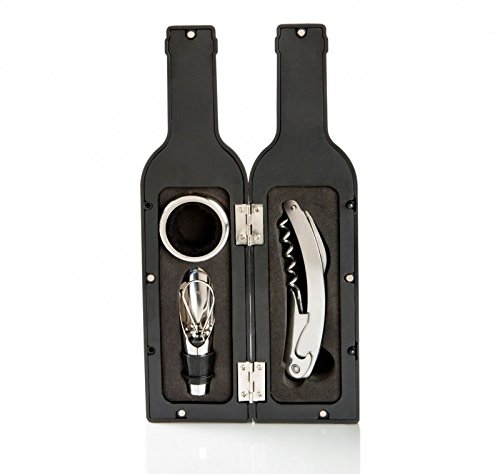 Botella personalizada con 3 accesorios para vino - Pack de 10 unidades