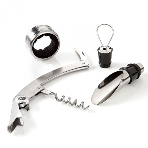 Botella personalizada con 3 accesorios para vino - Pack de 10 unidades