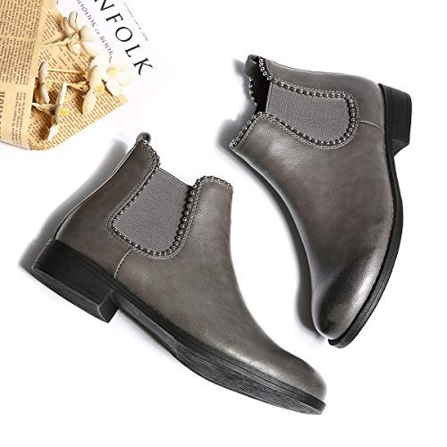Botines Chelsea para Mujer,gracosy 2019 Otoño e Invierno Cómodo Clásico Simple Botas de Hebilla Botas de Nieve Desplazamientos Vacaciones Compras Ocio,Negro Gris Marrón