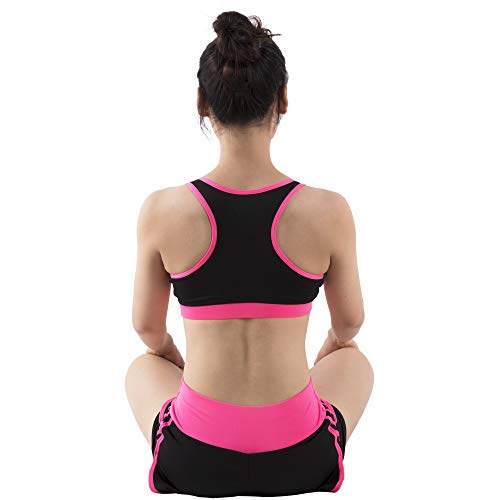 BOTRE 5 Piezas Conjuntos Deportivos para Mujer Chándales Ropa de Correr Yoga Fitness Tenis Suave Transpirable Cómodo (Rosa Rojo, S)