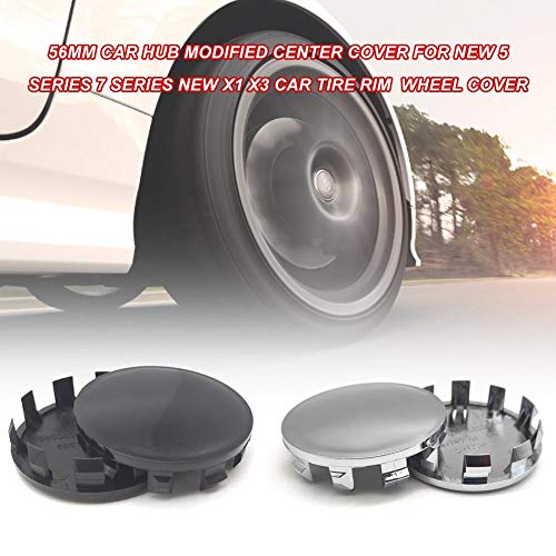 bouncevi 56MM 4Pcs Tapa Central de Cubo modificada Tapacubos Tapacubos de Carbono Negro Tapacubos Universal para la Nueva Serie 5 Serie 7 Nueva X1 X3 Cubierta de llanta de Coche