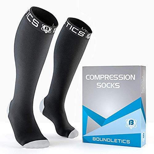 Boundletics Calcetines De Compresión Fitness, Correr, Viajar/Utilizar en Aviones - Ideales Medias de Compresión para Deporte de Hombres y Mujeres - Mejoran Circulación Sanguínea (L/XL)