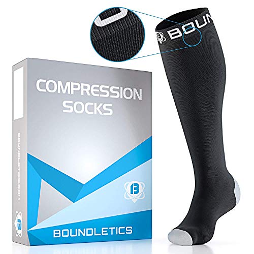 Boundletics Calcetines De Compresión Fitness, Correr, Viajar/Utilizar en Aviones - Ideales Medias de Compresión para Deporte de Hombres y Mujeres - Mejoran Circulación Sanguínea (L/XL)