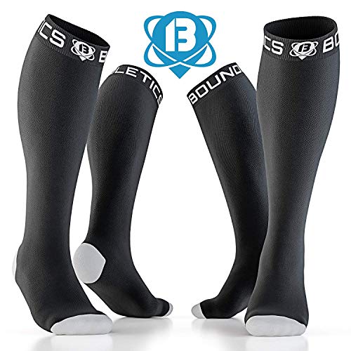 Boundletics Calcetines De Compresión Fitness, Correr, Viajar/Utilizar en Aviones - Ideales Medias de Compresión para Deporte de Hombres y Mujeres - Mejoran Circulación Sanguínea (L/XL)