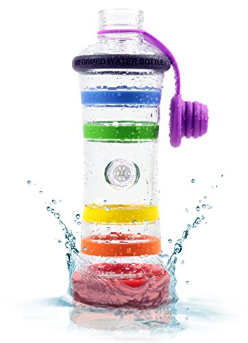 Bouteille i9 Chakra en verre eau vivante informée et structurée - sans BPA - eau detox, jus, smoothies... - sport, voyage, maison, bureau