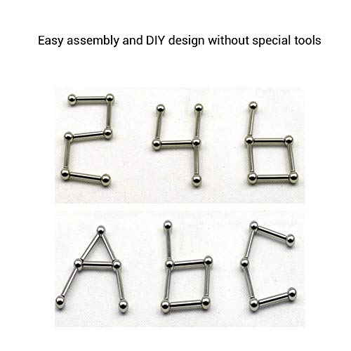 BovoYa 63pcs Juego de construcción de imanes Bloques de construcción Bola magnética Juego de apilamiento de Palo magnético Rompecabezas Juguetes para niños y Adultos