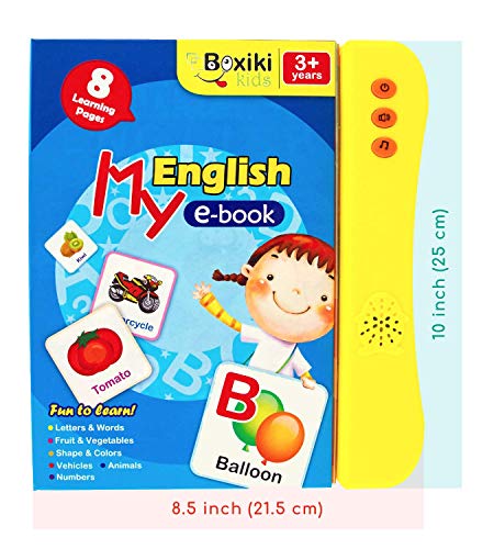 Boxiki kids Libro de Sonidos del Abecedario en Inglés Juguete Educativo. Actividades para el Aprendizaje de Letras, Palabras, Números, Formas, Colores y Animales para Niños Pequeños