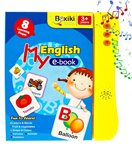 Boxiki kids Libro de Sonidos del Abecedario en Inglés Juguete Educativo. Actividades para el Aprendizaje de Letras, Palabras, Números, Formas, Colores y Animales para Niños Pequeños
