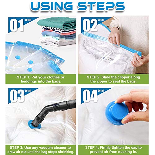 BoxLegend Bolsas de Almacenaje al Vacío Bolsas de Vacio 6 Piezas-2 * 100x80cm + 2 * 80x60 + 2 * 60x40cm (Bolsa de Compresión Enrollada a Mano) para Guardar Ropa, Edredones, Almohadas, Mantas